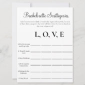 Bachelorette Scattegories vrijgezellenfeest spel Kaart (Voorkant)