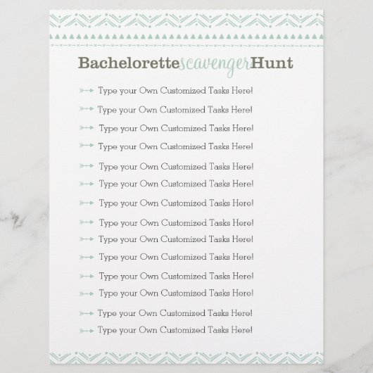 Bachelorette Scavenger Hunt Game Blue Tribal (Voorkant)