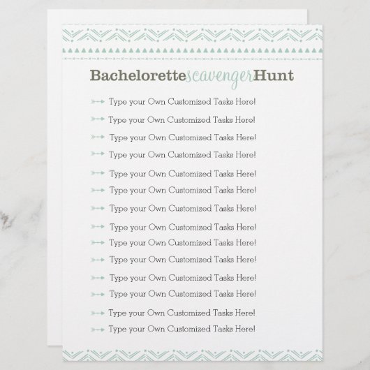 Bachelorette Scavenger Hunt Game Blue Tribal (Voorkant / Achterkant)