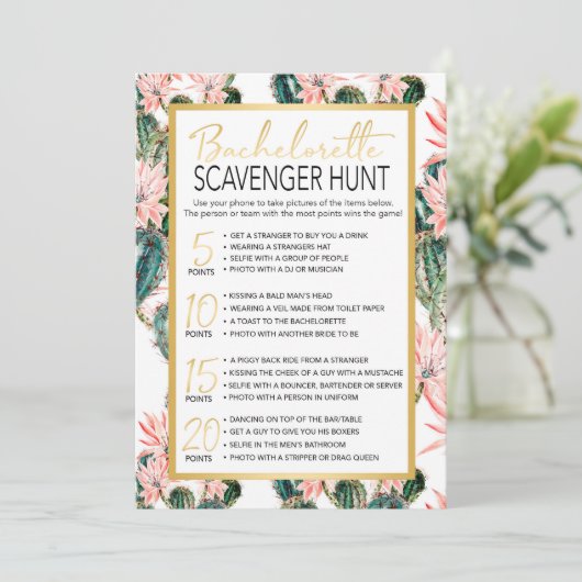 Bachelorette Scavenger Hunt game Kaart (Staand voorkant)