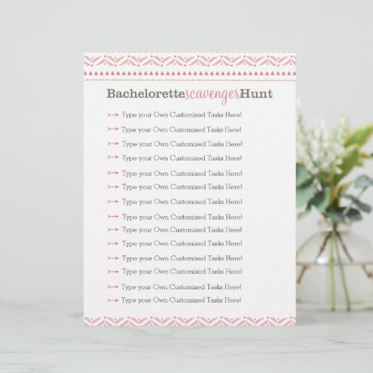 Bachelorette Scavenger Hunt Pink Tribal (Staand voorkant)