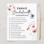 Bachelorette Scavenger Hunt Red Flowers<br><div class="desc">Mooie,  aanpasbare Bachelorette Scavenger Hunt Game! Je kunt het personaliseren met de uitdagingen van je spel en de naam van de bruid.</div>