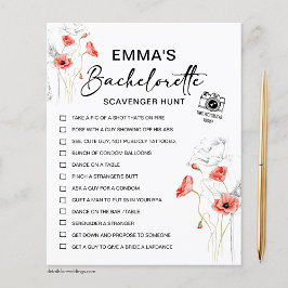 Bachelorette Scavenger Hunt Red Flowers