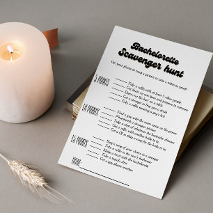 Bachelorette scavenger hunt spel, leuk bachelorett kaart