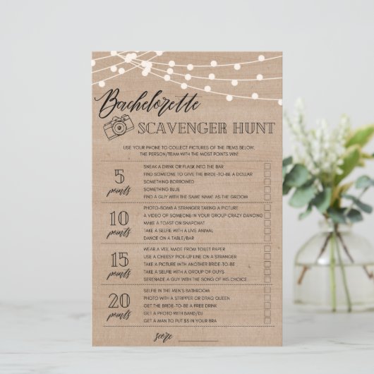 Bachelorette Scavenger Hunt vrijgezellenfeest game (Staand voorkant)