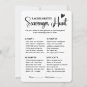 Bachelorette Scavenger Hunt Vrijgezellenfeest Spel Kaart (Voorkant)