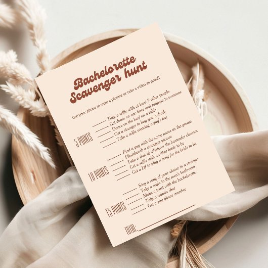 Bachelorette scavenger jachtspel, bachelorette gam kaart