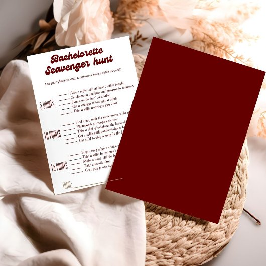 Bachelorette scavenger jachtspel, bachelorette gam kaart