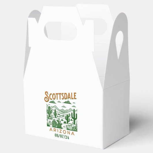 bachelorette scottsdale retro desert custom date bedankdoosjes (Geopend)