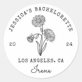 Bachelorette September Aster Geboorte Maand Bloem Ronde Sticker