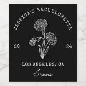 Bachelorette September Aster Geboorte Maand Bloem Wijn Etiket (Enkel label)