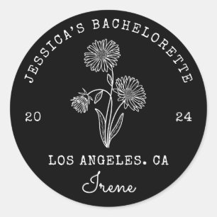 Bachelorette September Aster Geboortemaand Bloem Ronde Sticker