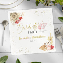 Bachelorette Servetten | Waterverf Roze Cocktail