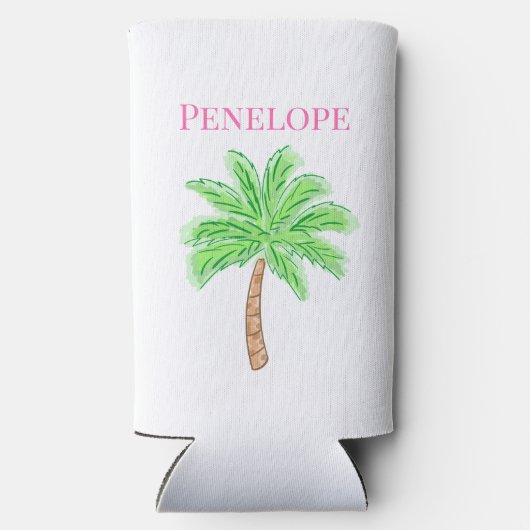 Bachelorette Sip & Celebrate Preppy Palm Custom Seltzer Blikjeskoeler (Achterkant)