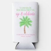 Bachelorette Sip & Celebrate Preppy Palm Custom Seltzer Blikjeskoeler (Voorkant)