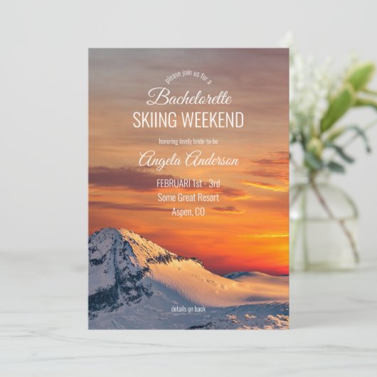Bachelorette Skiing Weekend Itinerary Uitnodiging (Staand voorkant)
