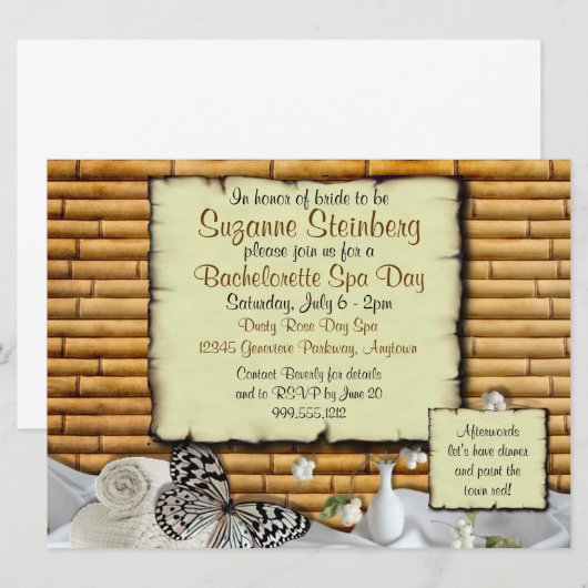 Bachelorette Spa Day Custom Invitations Kaart (Voorkant / Achterkant)