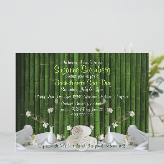 Bachelorette Spa Day Custom Invitations Kaart (Staand voorkant)