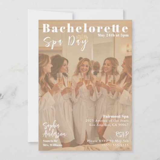 Bachelorette Spa Day Magazine Hoesje Kaart (Voorkant)