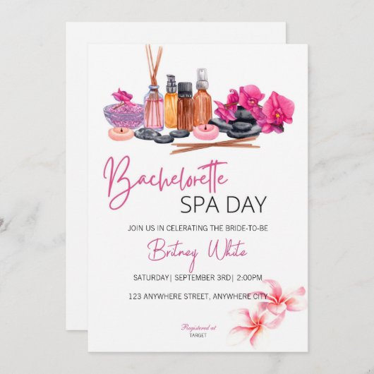Bachelorette Spa Day Uitnodiging (Voorkant / Achterkant)