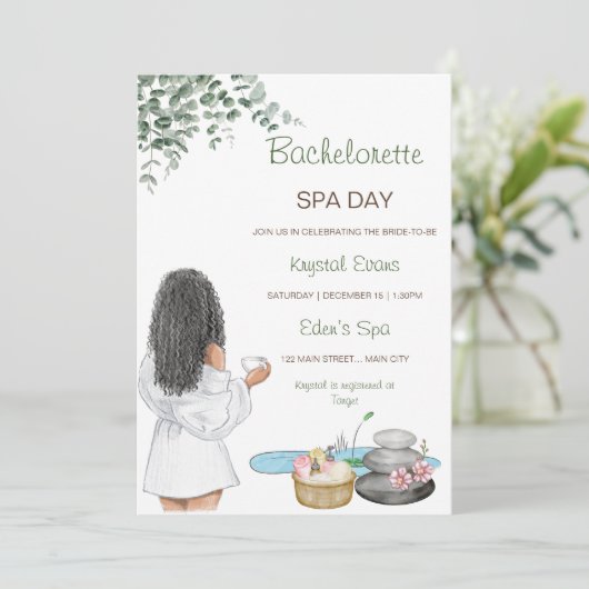 Bachelorette Spa Day Uitnodiging (Staand voorkant)