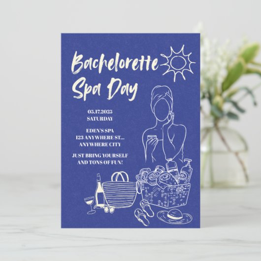 Bachelorette Spa Day Uitnodiging (Staand voorkant)
