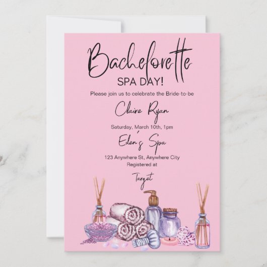 Bachelorette Spa Day Uitnodiging (Voorkant)