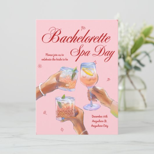 Bachelorette Spa Day Uitnodiging (Staand voorkant)
