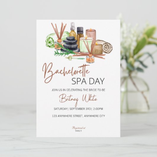 Bachelorette Spa Day Uitnodiging (Staand voorkant)