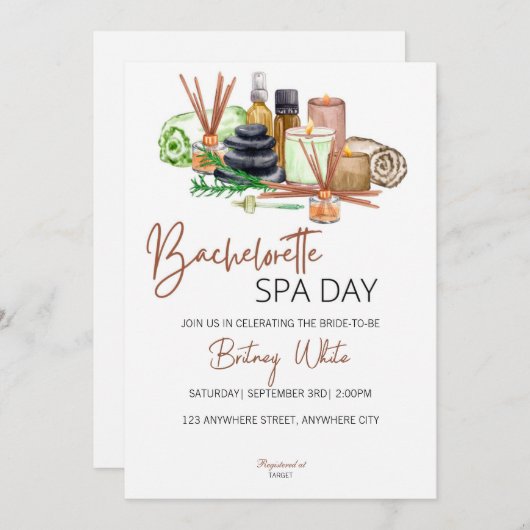 Bachelorette Spa Day Uitnodiging (Voorkant / Achterkant)