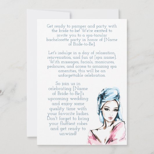 Bachelorette Spa Party Kaart (Achterkant)