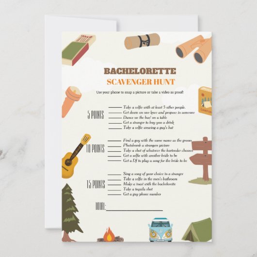 Bachelorette speurtocht spel, leuk voor bacheloret kaart (Voorkant)