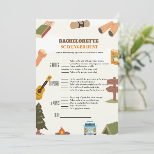 Bachelorette speurtocht spel, leuk voor bacheloret kaart (Staand voorkant)