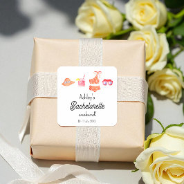 Bachelorette Strand Bikini Weekend  Vierkante Sticker