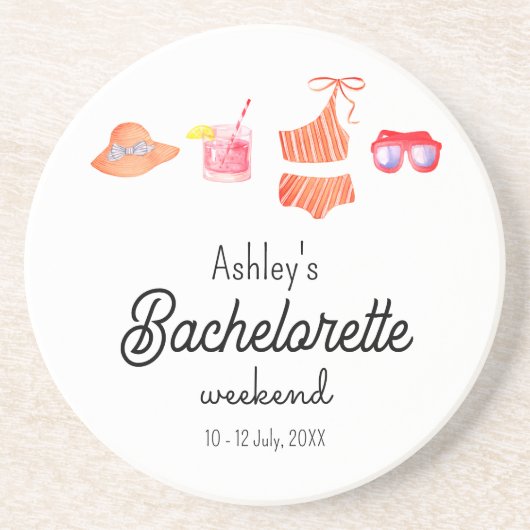 Bachelorette Strand Bikini Weekend Zandsteen Onderzetter (Voorkant)