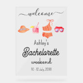 Bachelorette Strand Weekend Feest  Acryl Bord (Voorkant)