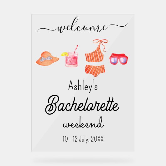 Bachelorette strand weekendfeest  acryl bord (Voorkant)