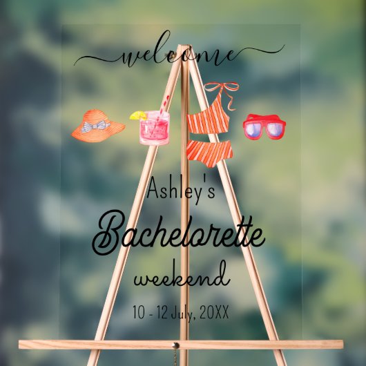 Bachelorette strand weekendfeest  acryl bord (Neutraal)