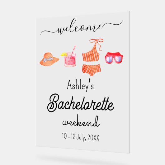 Bachelorette strand weekendfeest  acryl bord (Hoek)