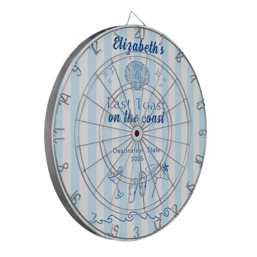 Bachelorette Strandfeest Laatste Toast Aan de Kust Dartbord (Voorkant Links)