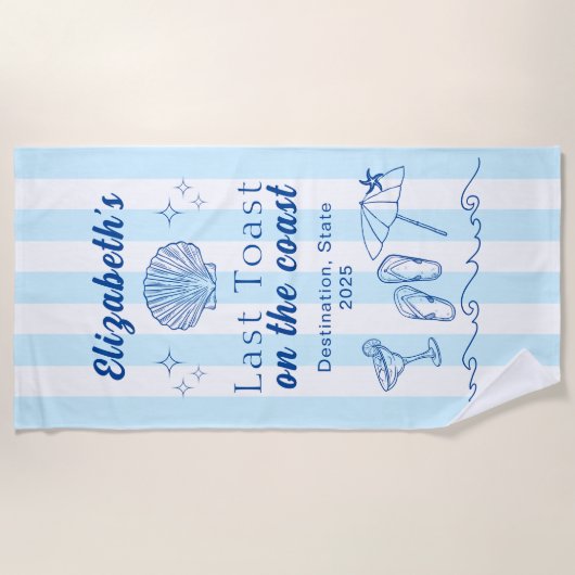 Bachelorette Strandfeest Laatste Toast Aan de Kust Strandlaken (Voorkant)