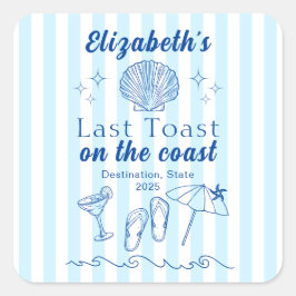 Bachelorette Strandfeest Laatste Toast Aan de Kust Vierkante Sticker
