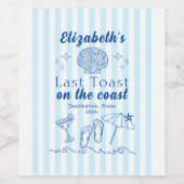 Bachelorette Strandfeest Laatste Toast Aan de Kust Wijn Etiket (Enkel label)