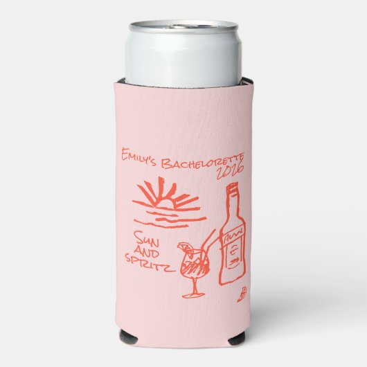 Bachelorette Sun en Spritz uitnodiging Seltzer Blikjeskoeler (Seltzer Voorkant)