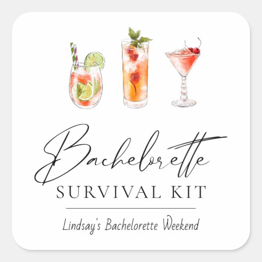 Bachelorette Survival Kit Rechthoekige Sticker (Voorkant)