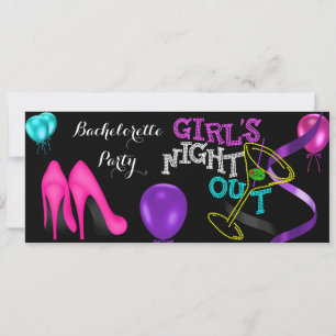 Bachelorette Teal Roze Hakken Zwart Paars Feest Kaart
