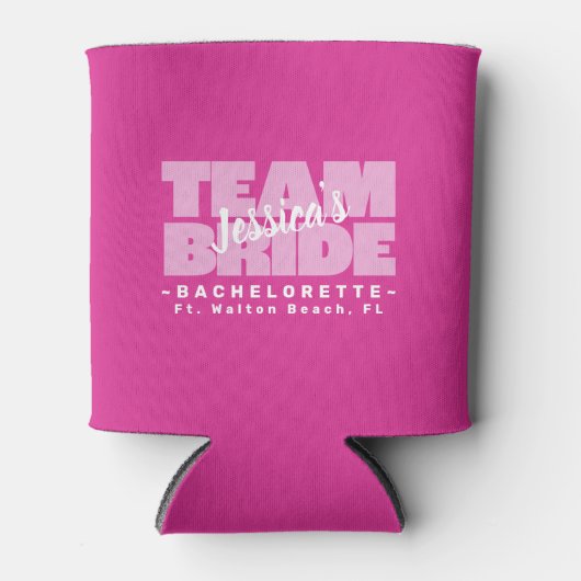 Bachelorette Team Bruid Bruiloft Cool Retro Roze Blikjeskoeler (Voorkant)