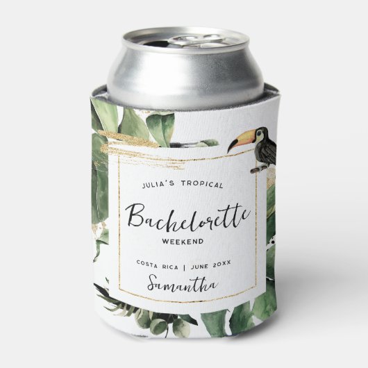 Bachelorette Tropical Palms | Monogram Blikjeskoeler (Blikje Voorkant)