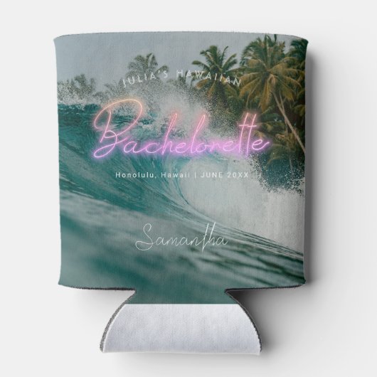 Bachelorette Tropical Palms Neon | Monogram Blikjeskoeler (Achterkant)