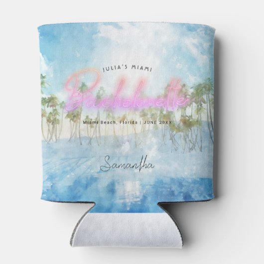 Bachelorette Tropical Palms Neon | Monogram Blikjeskoeler (Achterkant)